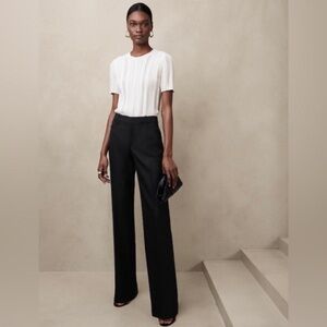 NWT! Banana Republic Black Lido Straight Italian Wool Pant